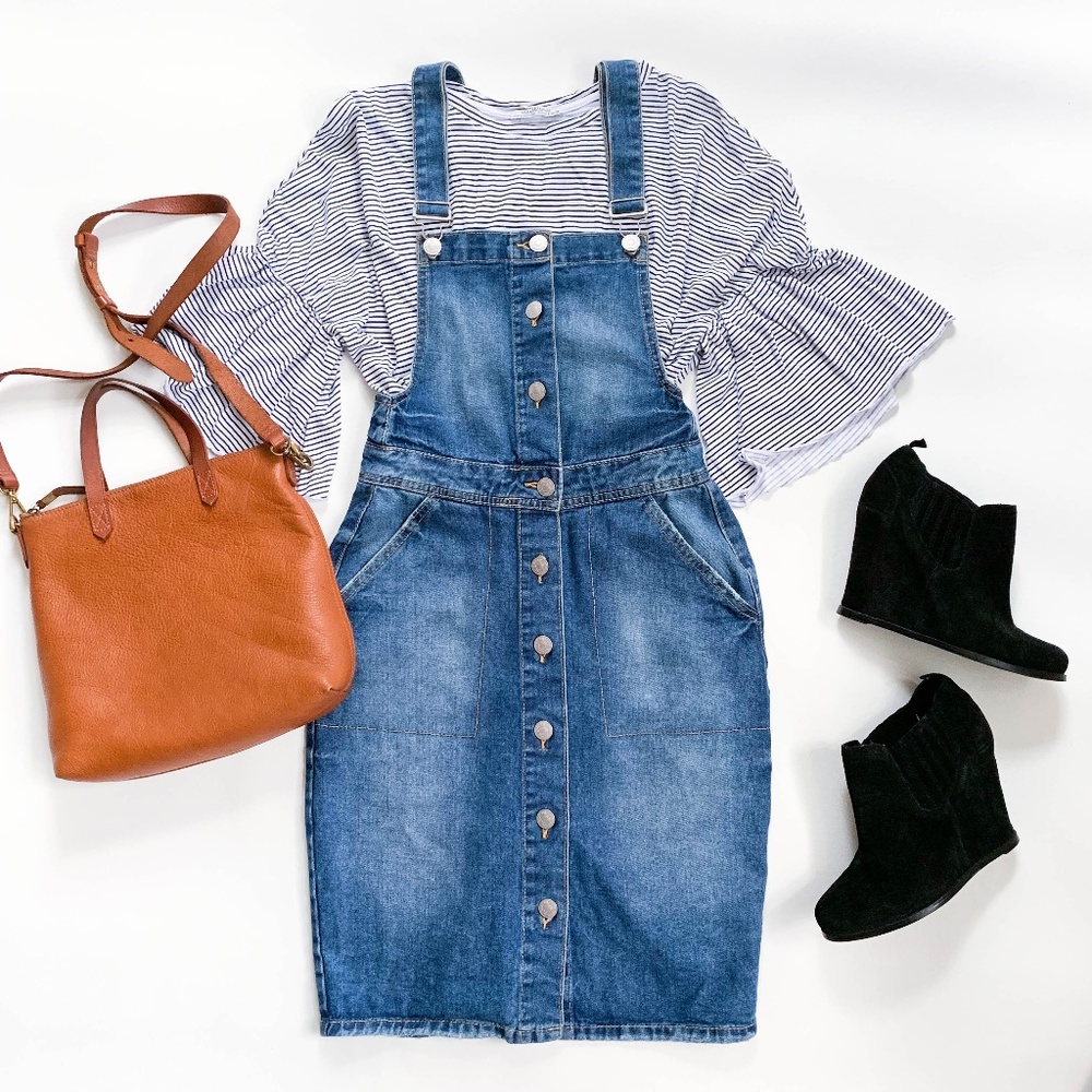 Denim&Co Overall Button Down Jumper Dress